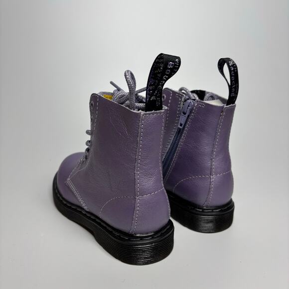 Dr. Martens Junior 1460 Pascal Leather Boots in Lavender Metallic Virginia Diva - Picture 4 of 9